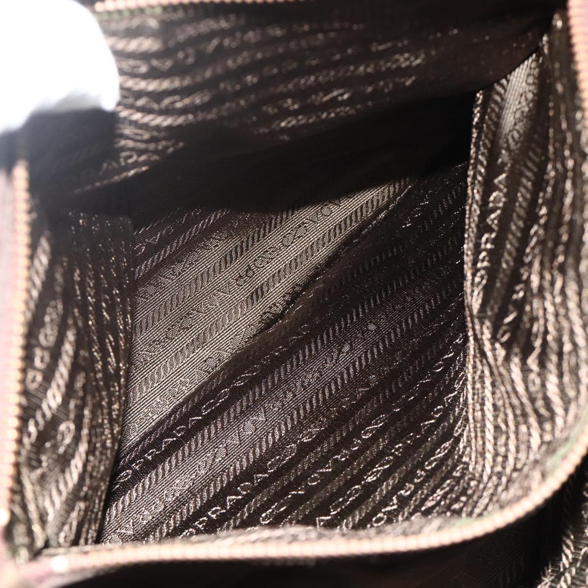 PRADA Chain Tote Bag Nylon Brown Gold Auth bs34691