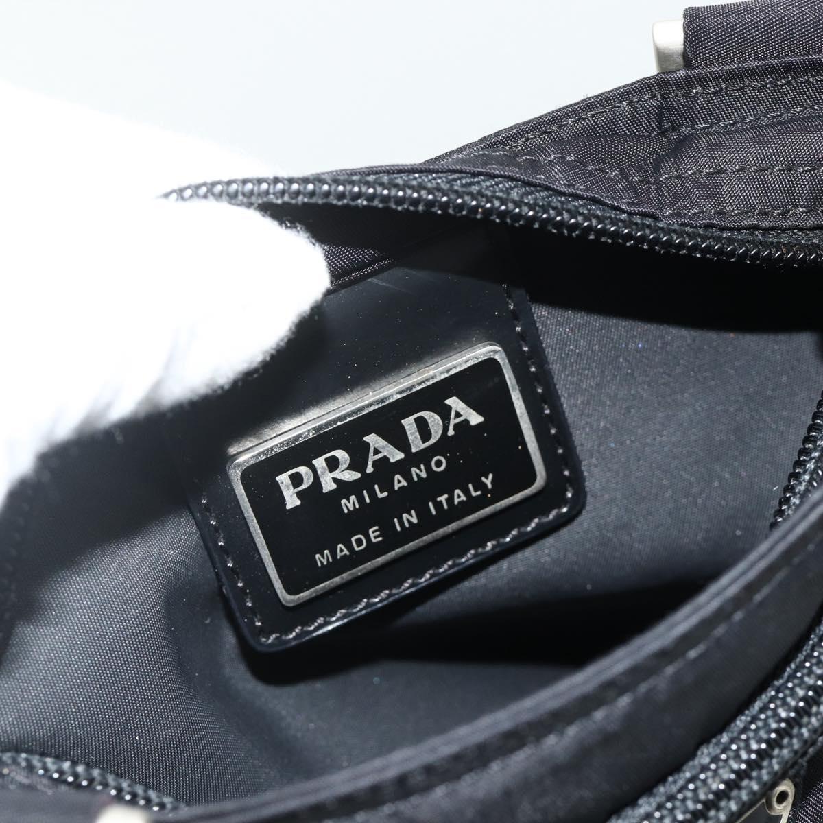 PRADA Shoulder Bag Nylon Black Silver Auth bs34694