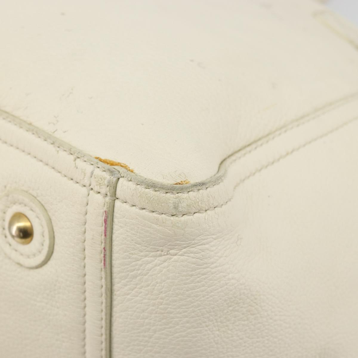 SAINT LAURENT Hand Bag Leather White Gold 172460 Auth bs34696