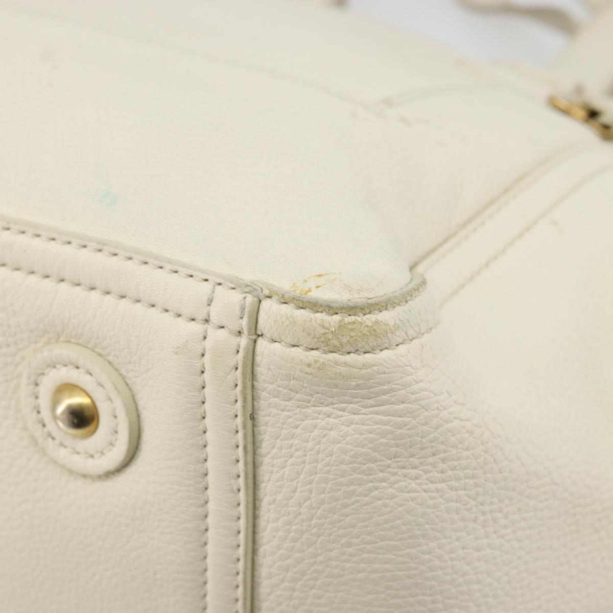 SAINT LAURENT Hand Bag Leather White Gold 172460 Auth bs34696