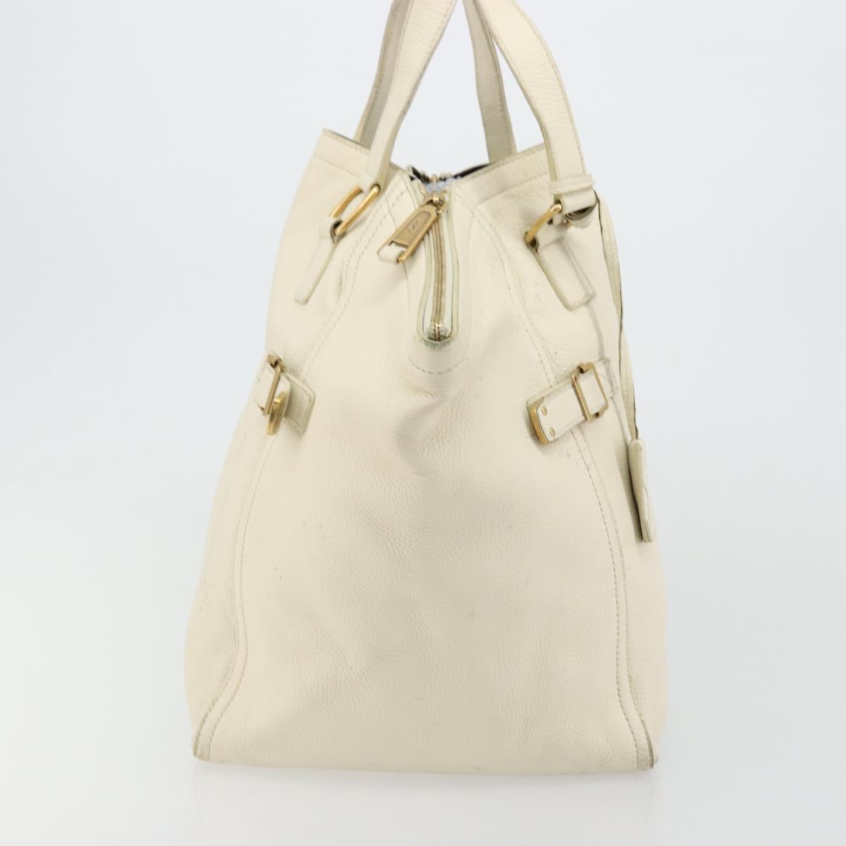 SAINT LAURENT Hand Bag Leather White Gold 172460 Auth bs34696
