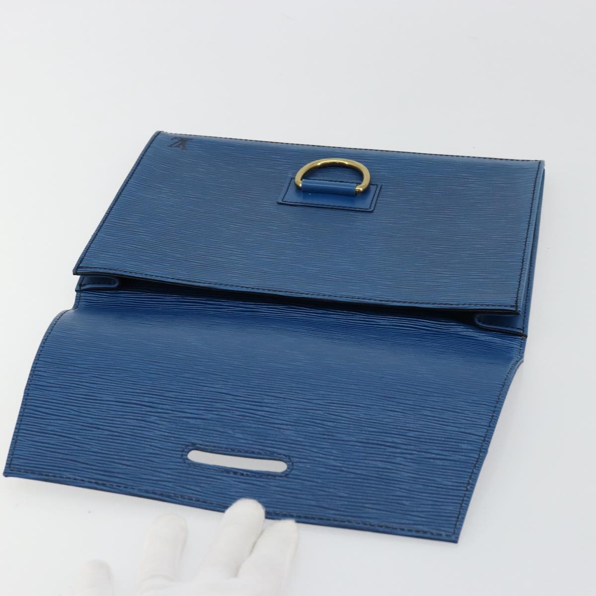 LOUIS VUITTON Epi Jena Clutch Bag Blue M52715 LV Auth bs34702