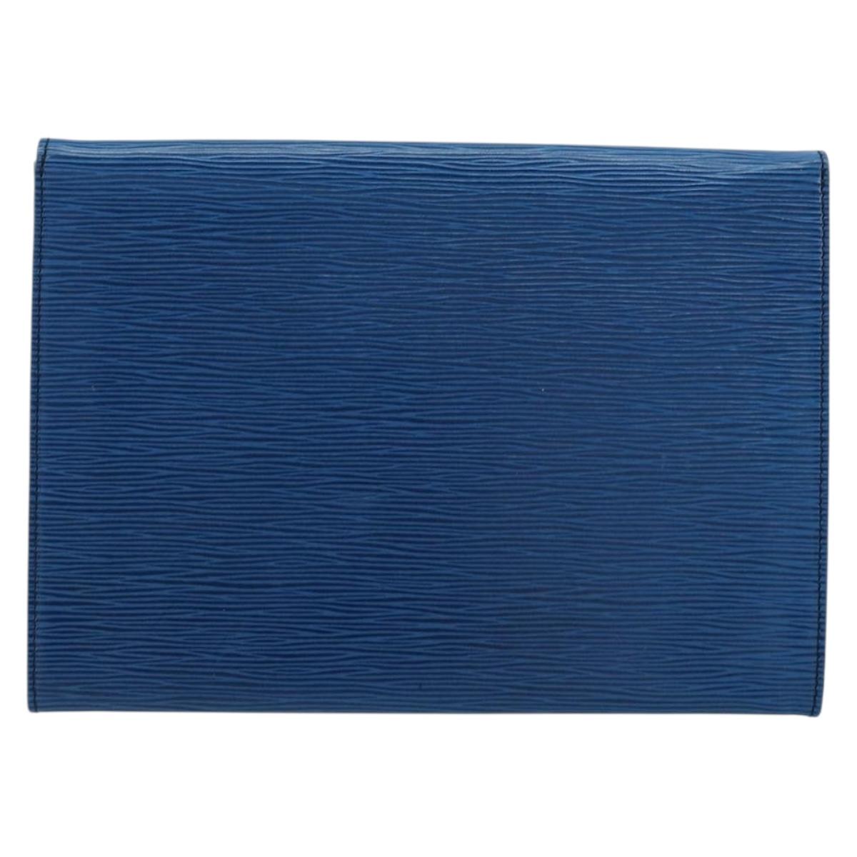 LOUIS VUITTON Epi Jena Clutch Bag Blue M52715 LV Auth bs34702
