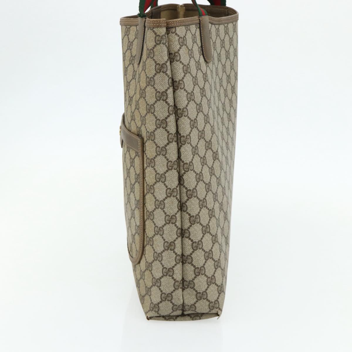 GUCCI GG Supreme Web Sherry Line Tote Bag PVC Beige 39 02 003 Auth bs34705