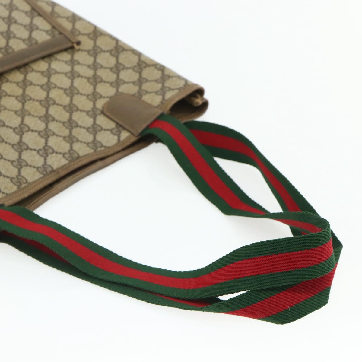 GUCCI GG Supreme Web Sherry Line Tote Bag PVC Beige 39 02 003 Auth bs34705
