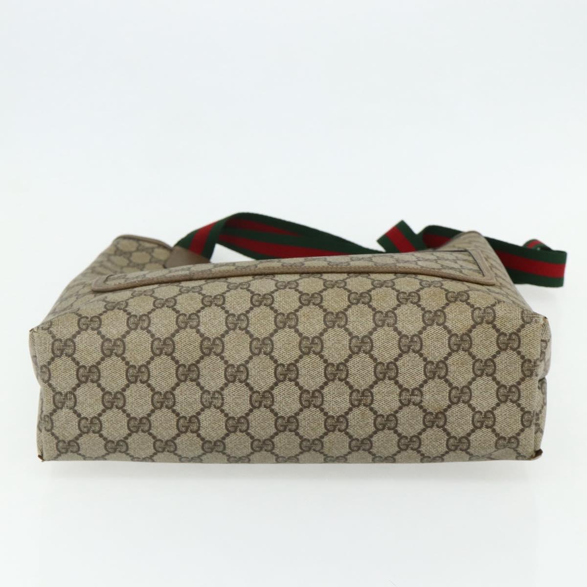 GUCCI GG Supreme Web Sherry Line Tote Bag PVC Beige 39 02 003 Auth bs34705