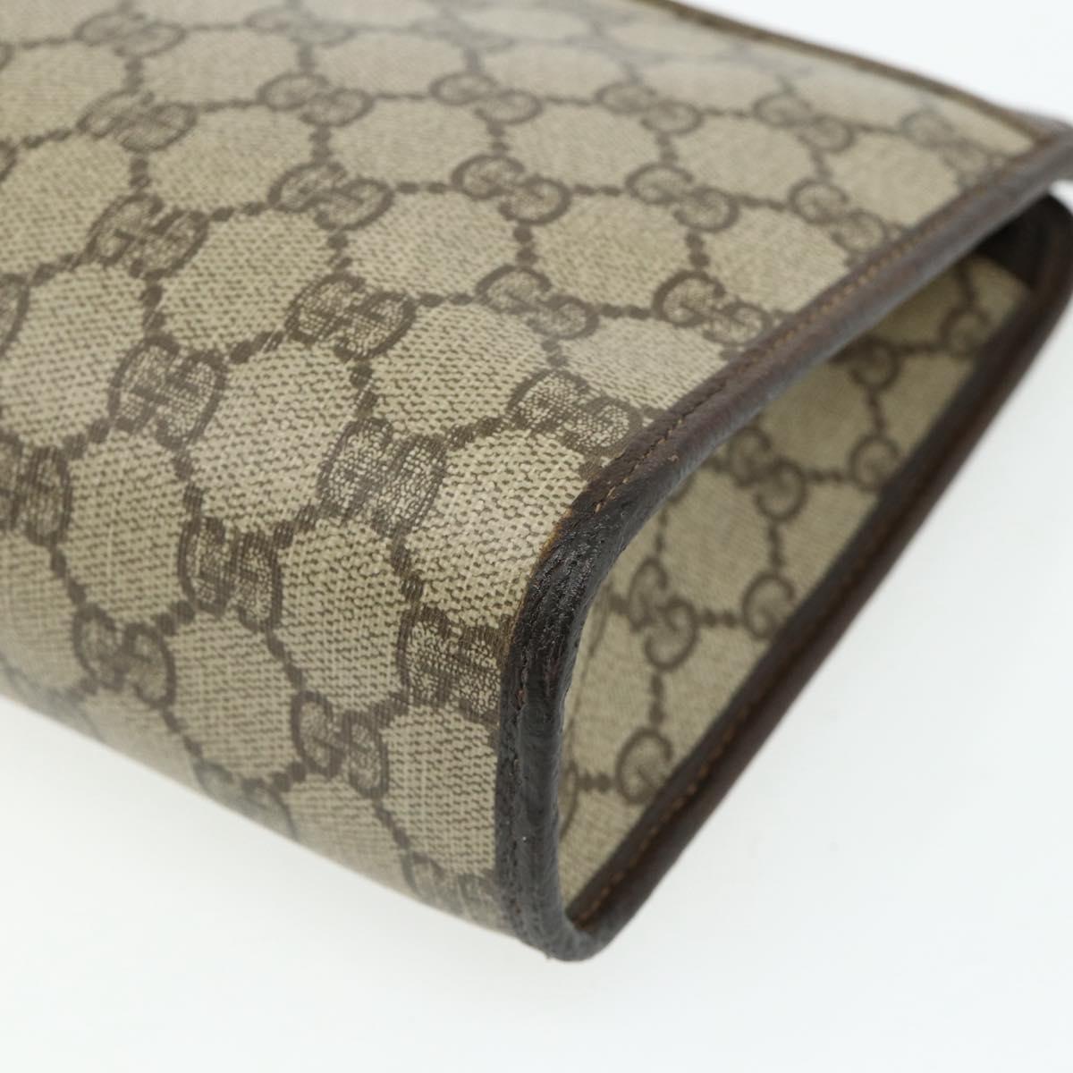 GUCCI GG Supreme Clutch Bag PVC Beige Gold 97 01 037 Auth bs34706