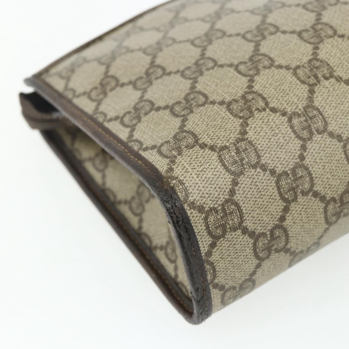 GUCCI GG Supreme Clutch Bag PVC Beige Gold 97 01 037 Auth bs34706