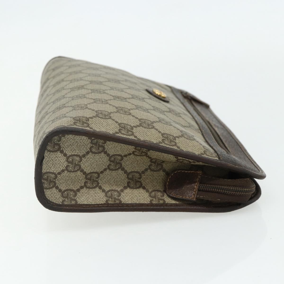 GUCCI GG Supreme Clutch Bag PVC Beige Gold 97 01 037 Auth bs34706