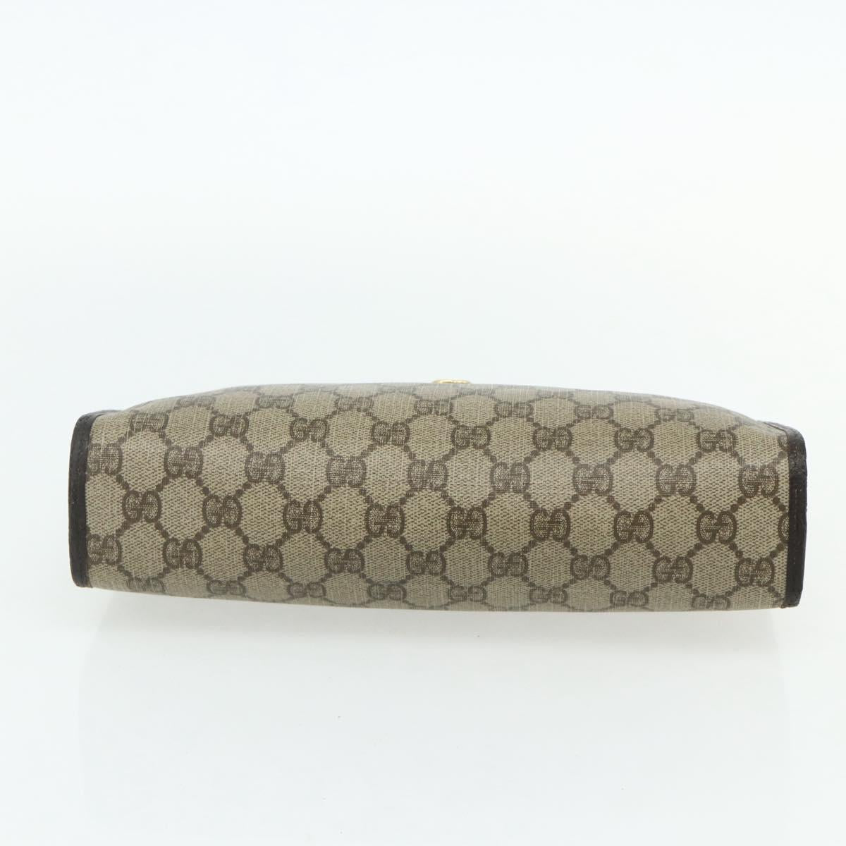 GUCCI GG Supreme Clutch Bag PVC Beige Gold 97 01 037 Auth bs34706