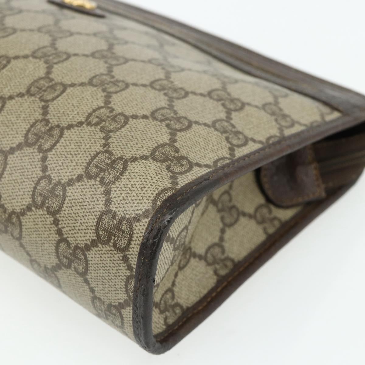 GUCCI GG Supreme Clutch Bag PVC Beige Gold 97 01 037 Auth bs34706