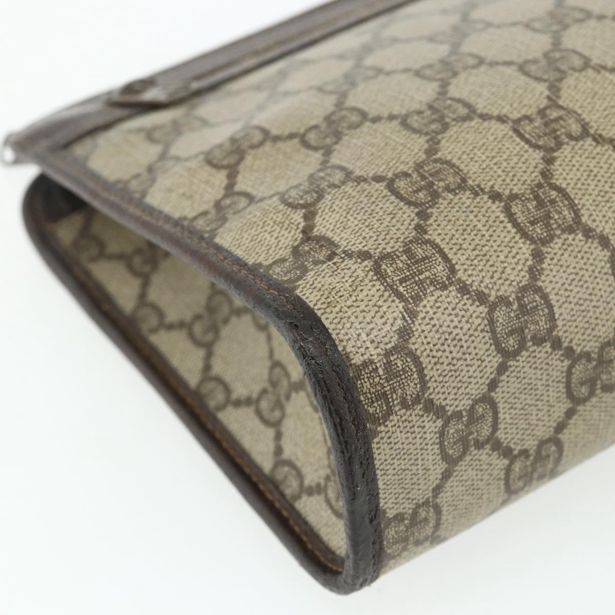GUCCI GG Supreme Clutch Bag PVC Beige Gold 97 01 037 Auth bs34706