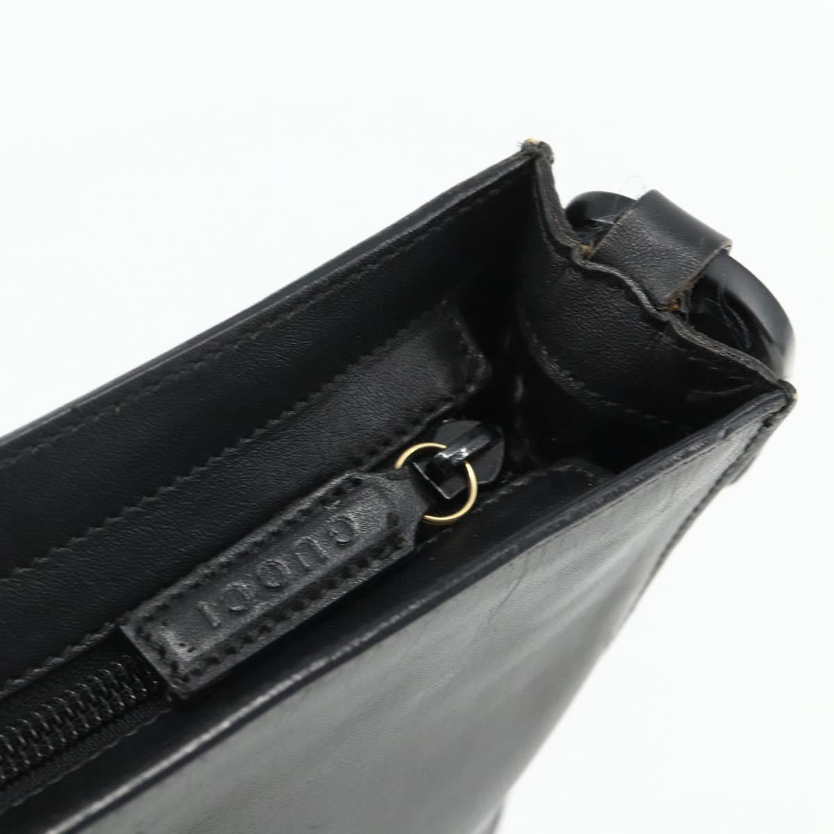 GUCCI Shoulder Bag Leather Black 001 2122 1821 Auth bs34707