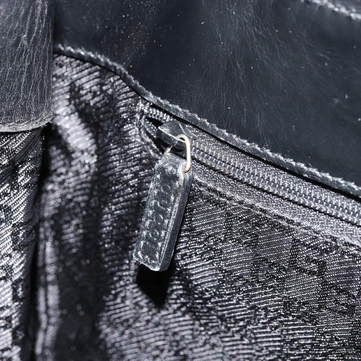 GUCCI Hand Bag Leather Black Gold Auth bs34709
