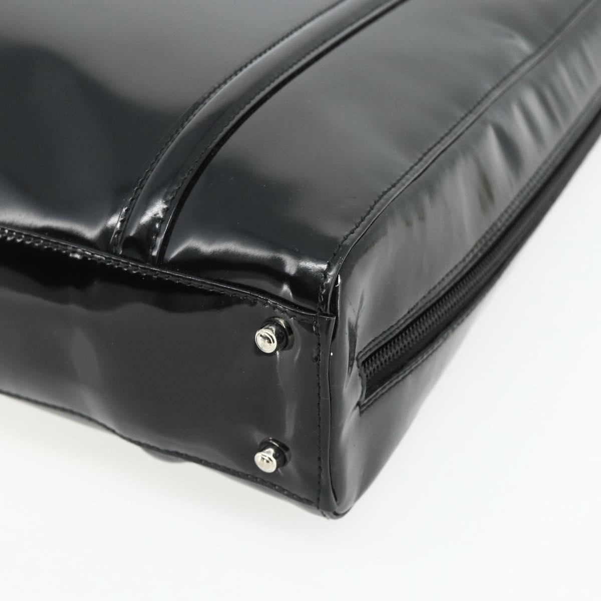 GUCCI Tote Bag Patent leather Black Silver 002 2058 0435 Auth bs34710