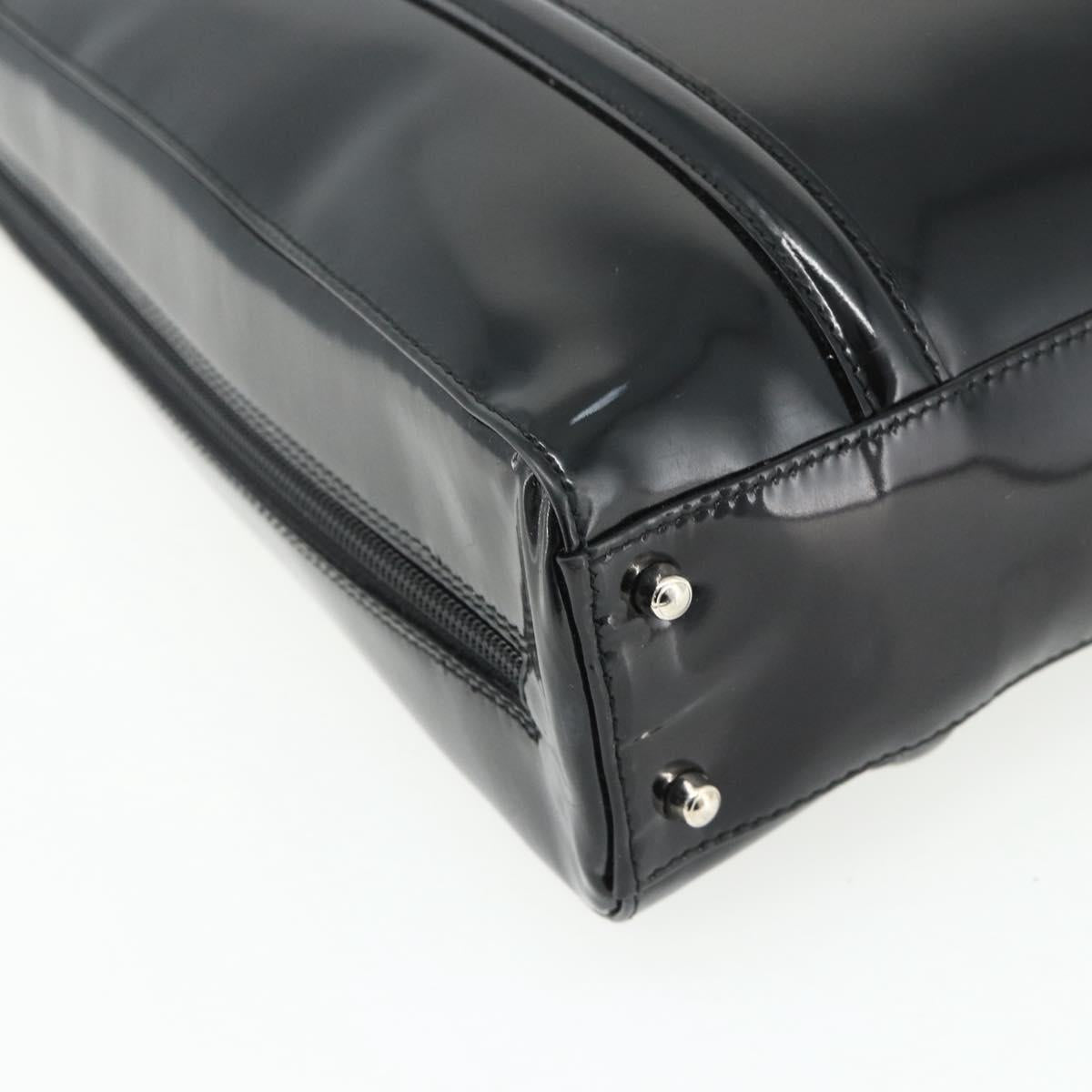 GUCCI Tote Bag Patent leather Black Silver 002 2058 0435 Auth bs34710