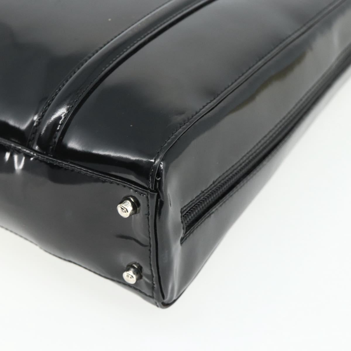 GUCCI Tote Bag Patent leather Black Silver 002 2058 0435 Auth bs34710