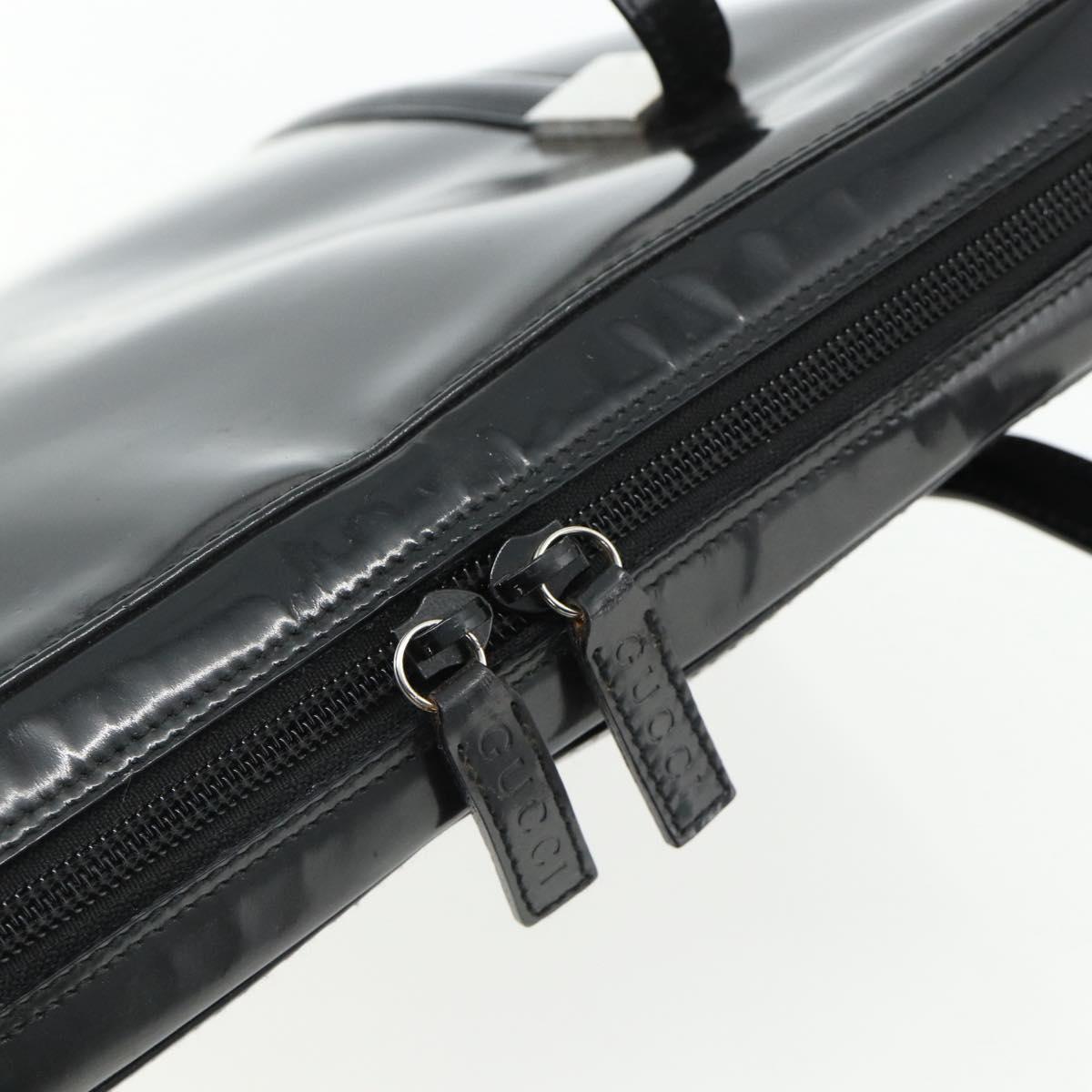 GUCCI Tote Bag Patent leather Black Silver 002 2058 0435 Auth bs34710