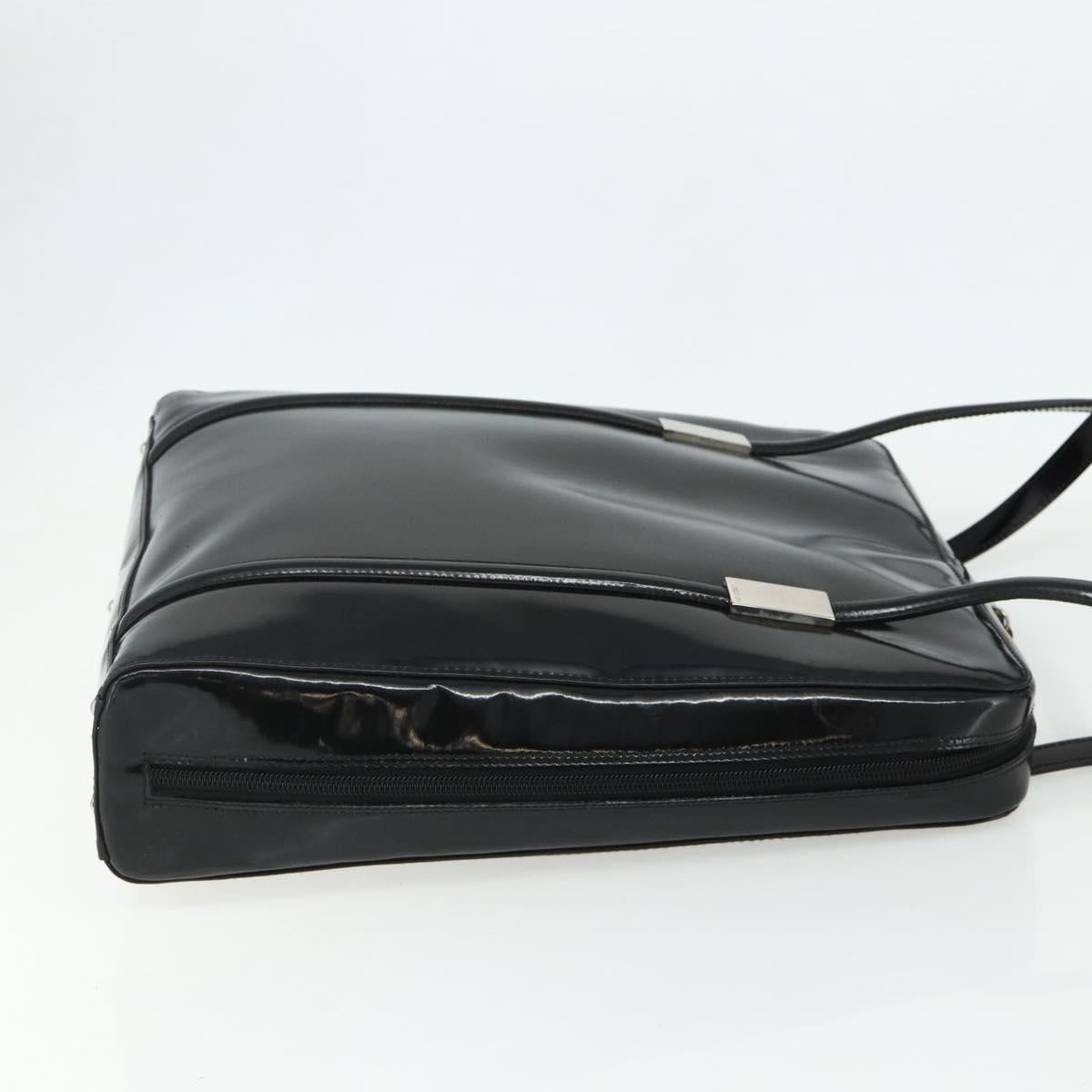 GUCCI Tote Bag Patent leather Black Silver 002 2058 0435 Auth bs34710