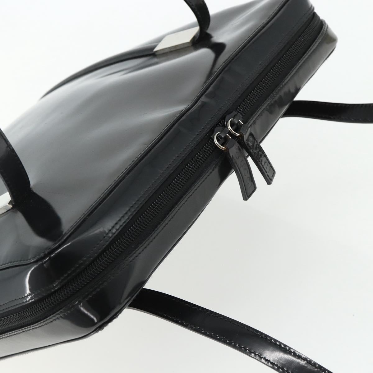 GUCCI Tote Bag Patent leather Black Silver 002 2058 0435 Auth bs34710
