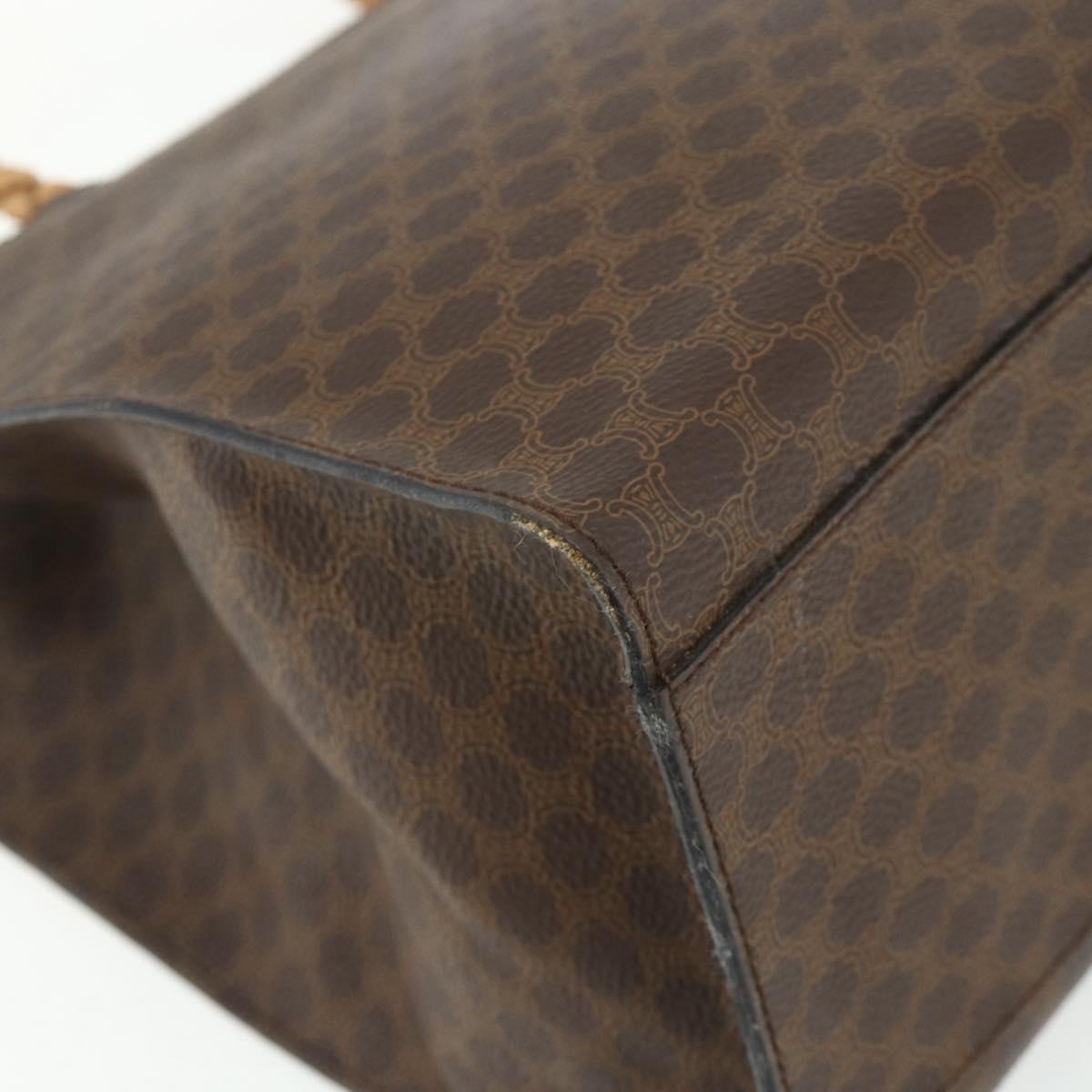CELINE Macadam Canvas Tote Bag PVC Leather Brown Gold Auth bs34711