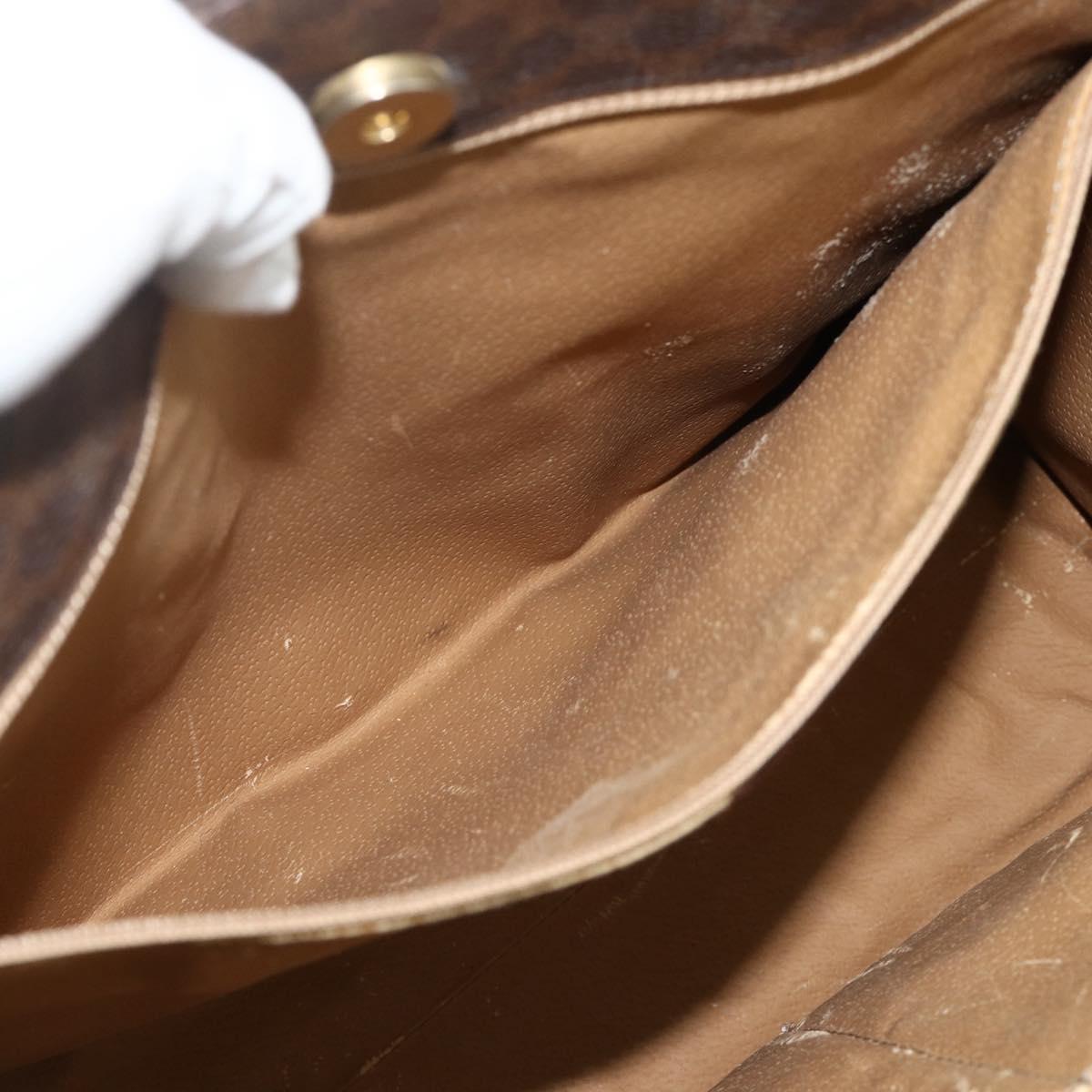 CELINE Macadam Canvas Tote Bag PVC Leather Brown Gold Auth bs34711