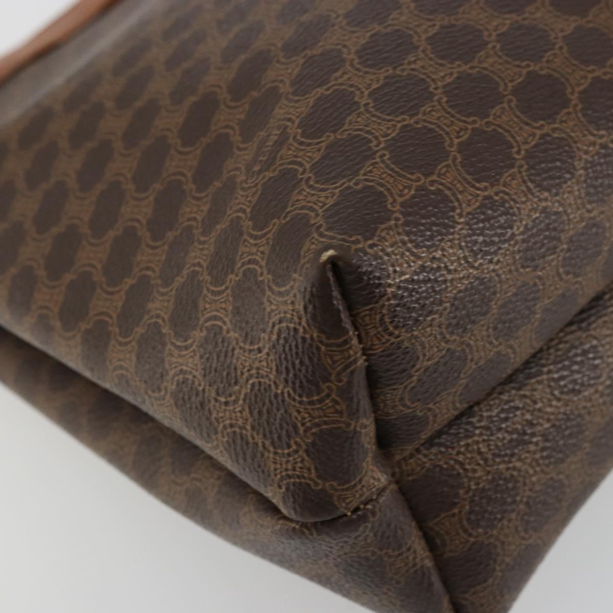CELINE Macadam Canvas Tote Bag PVC Leather Brown Gold Auth bs34713