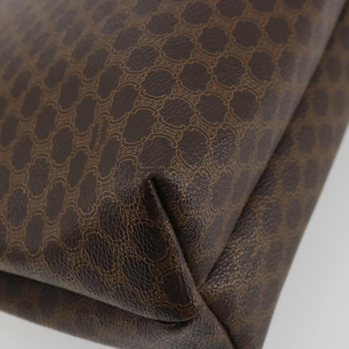 CELINE Macadam Canvas Tote Bag PVC Leather Brown Gold Auth bs34713