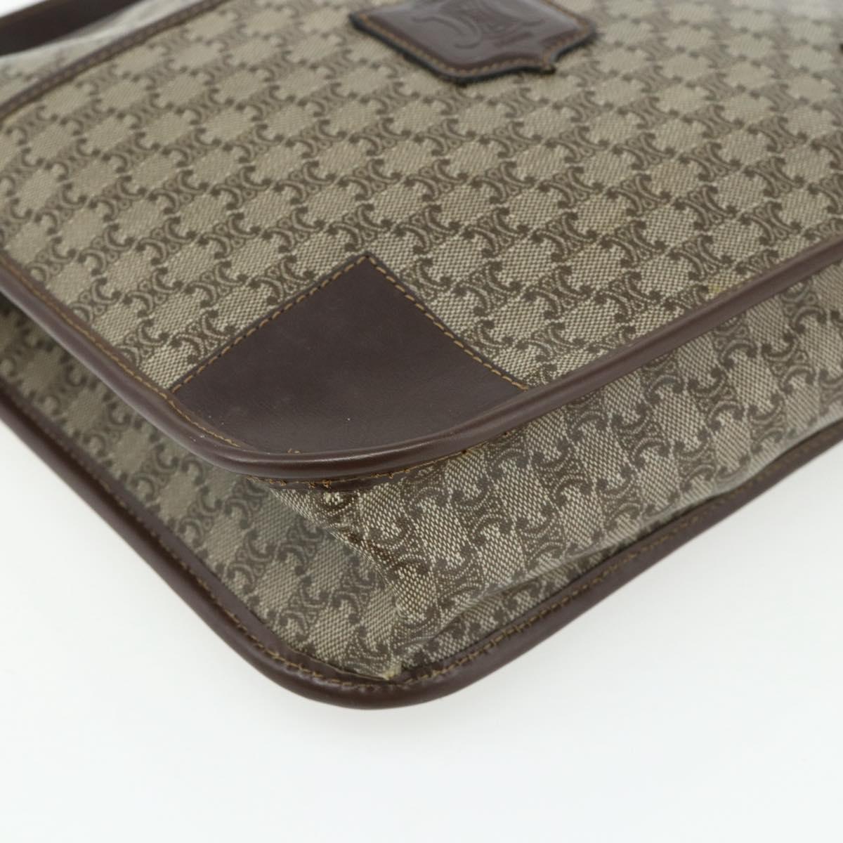 CELINE Macadam Canvas Shoulder Bag PVC Beige Gold Auth bs34714