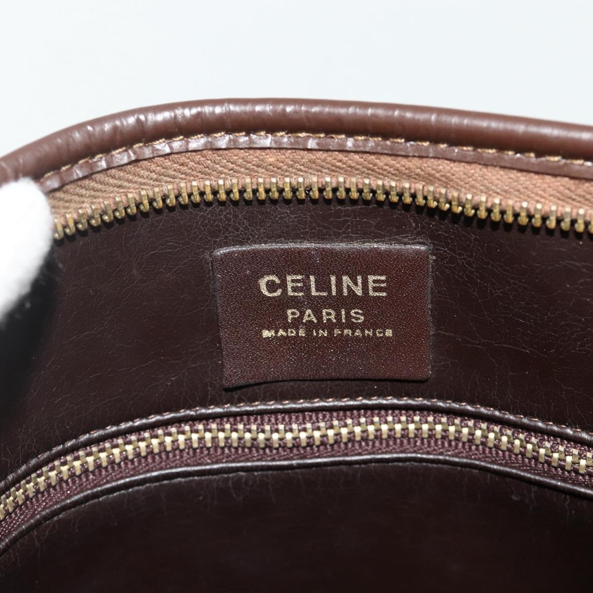 CELINE Macadam Canvas Shoulder Bag PVC Beige Gold Auth bs34714