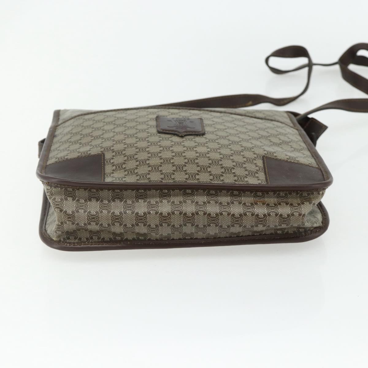 CELINE Macadam Canvas Shoulder Bag PVC Beige Gold Auth bs34714