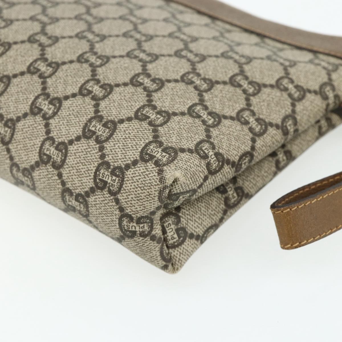 GUCCI GG Plus Supreme Clutch Bag PVC Gold Beige Auth bs34715