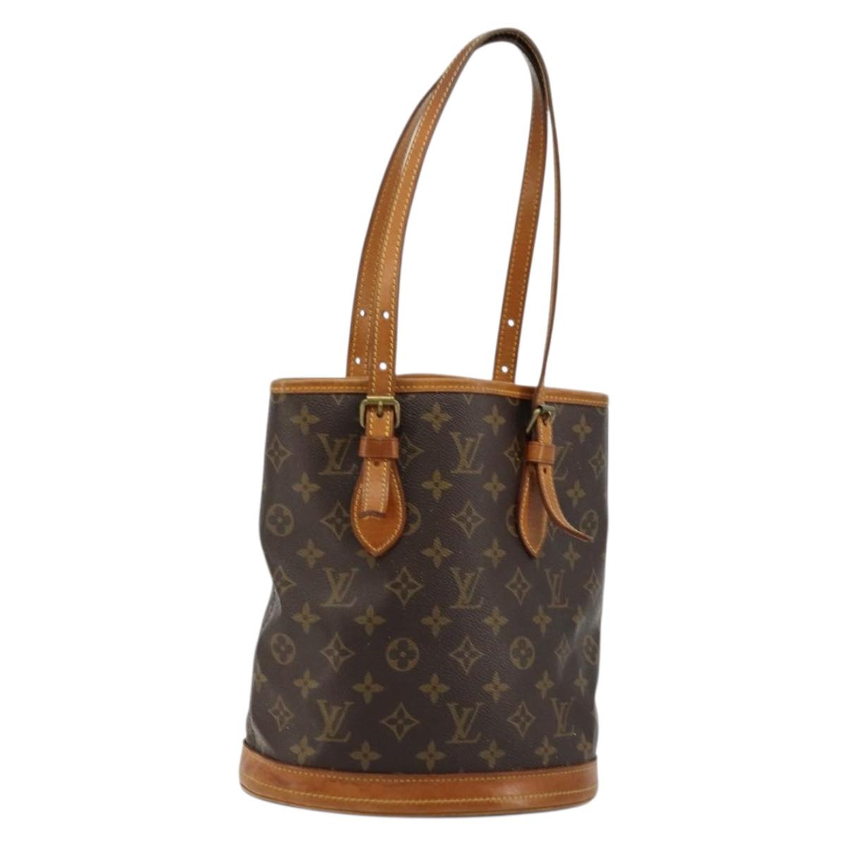 LOUIS VUITTON Monogram Bucket PM Shoulder Bag M42238 LV Auth bs34721