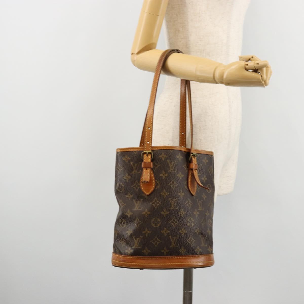 LOUIS VUITTON Monogram Bucket PM Shoulder Bag M42238 LV Auth bs34721