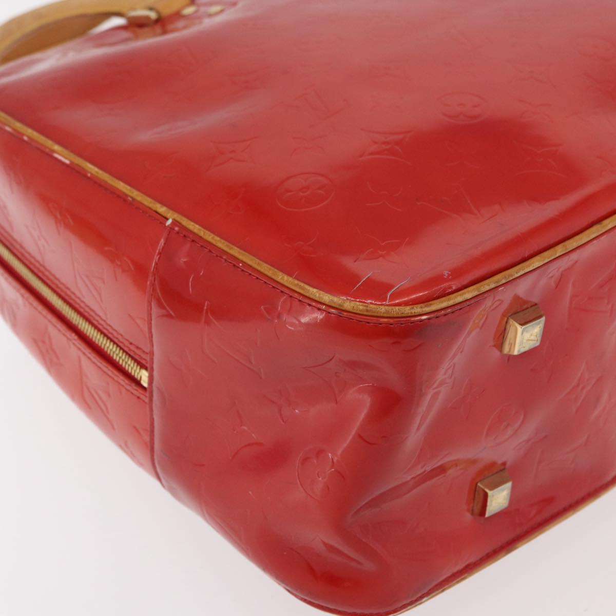 LOUIS VUITTON Monogram Vernis Sutton Hand Bag Red Rouge M91080 LV Auth bs34724