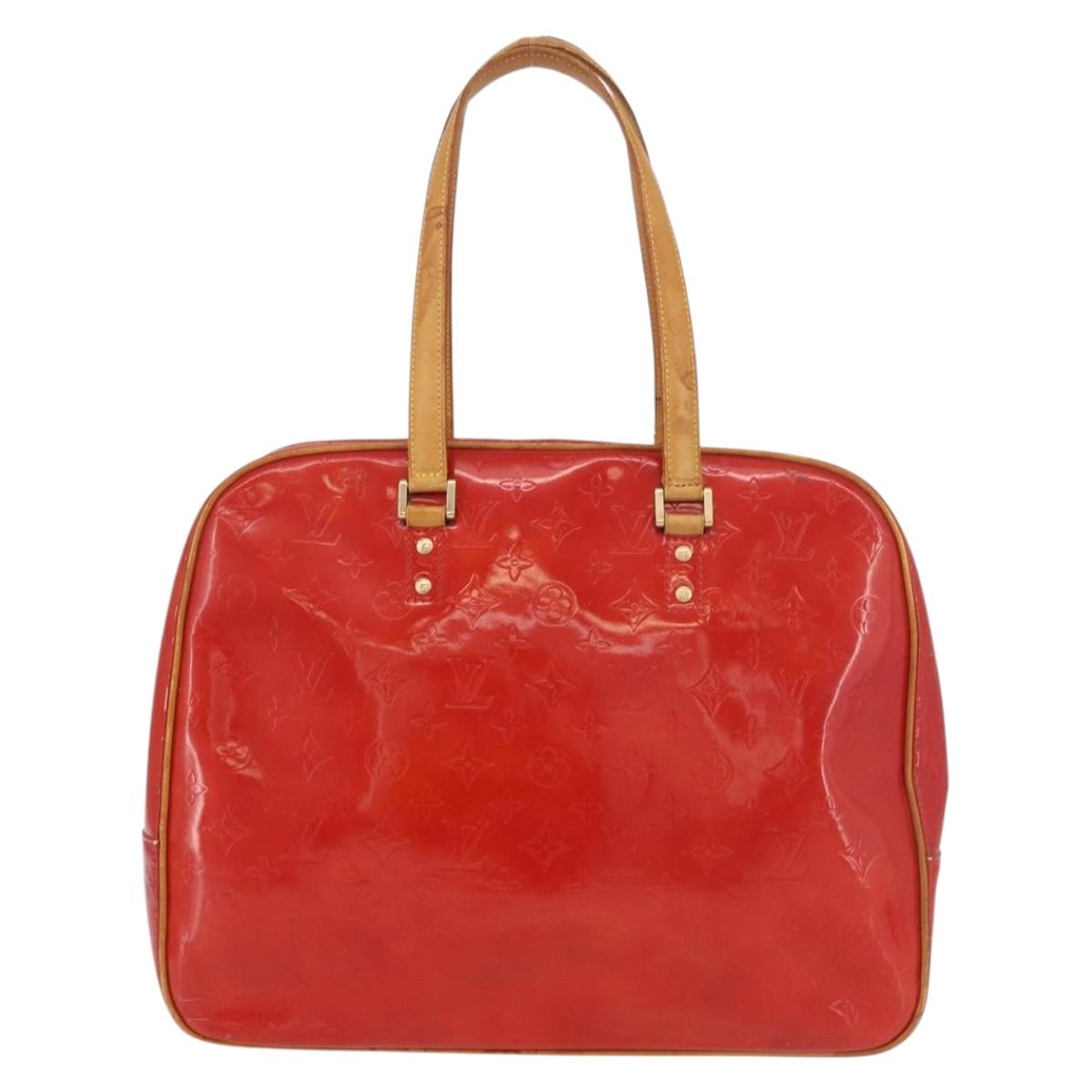 LOUIS VUITTON Monogram Vernis Sutton Hand Bag Red Rouge M91080 LV Auth bs34724