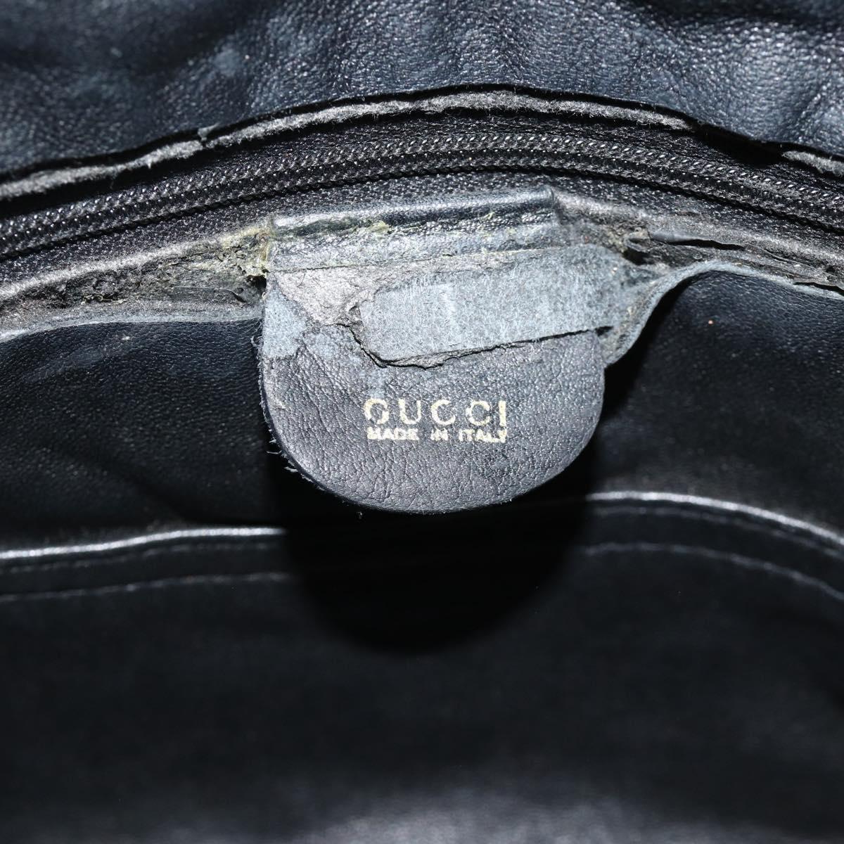 GUCCI Bamboo Shoulder Bag Leather 2way Black Gold Auth bs34729