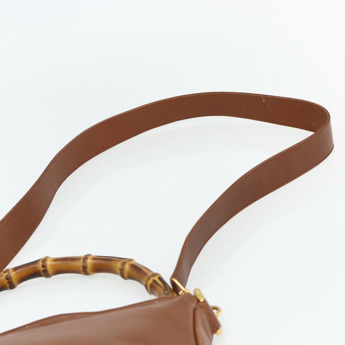 GUCCI Bamboo Hand Bag Leather 2way Brown Gold 001 2113 1638 Auth bs34730