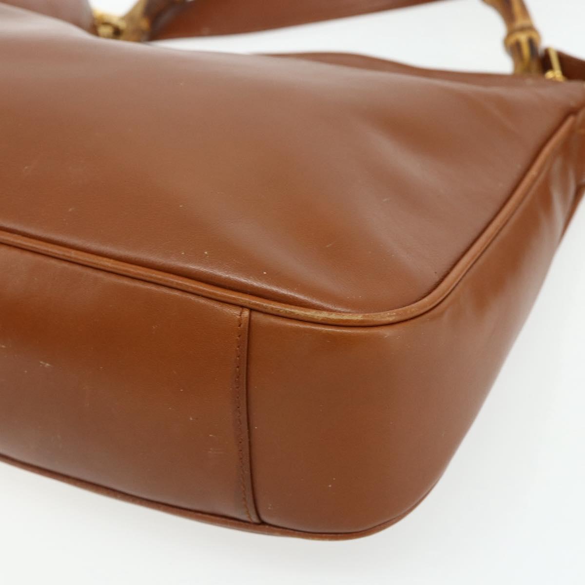 GUCCI Bamboo Hand Bag Leather 2way Brown Gold 001 2113 1638 Auth bs34730