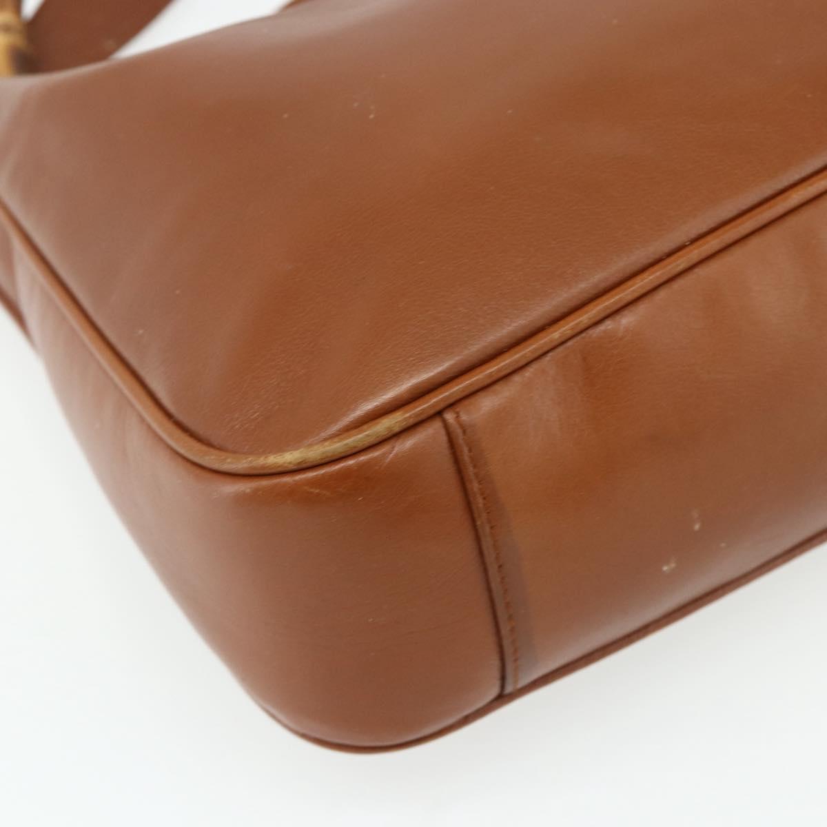 GUCCI Bamboo Hand Bag Leather 2way Brown Gold 001 2113 1638 Auth bs34730