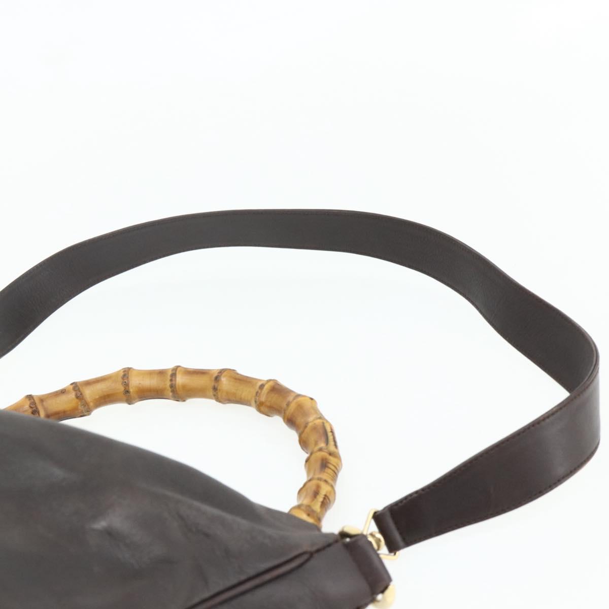 GUCCI Bamboo Hand Bag Leather 2way Brown Gold 001 2058 1577 0 Auth bs34732