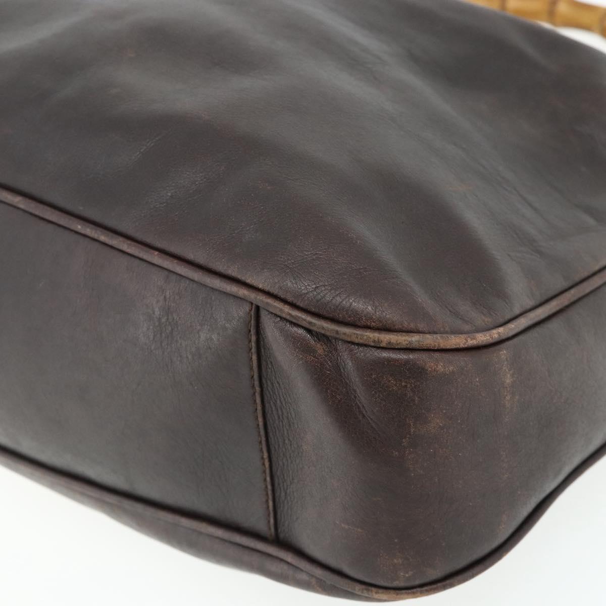 GUCCI Bamboo Hand Bag Leather 2way Brown Gold 001 2058 1577 0 Auth bs34732