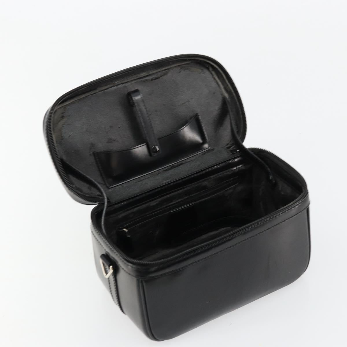 GUCCI Bamboo Vanity Hand Bag Leather Black Silver Auth bs34733
