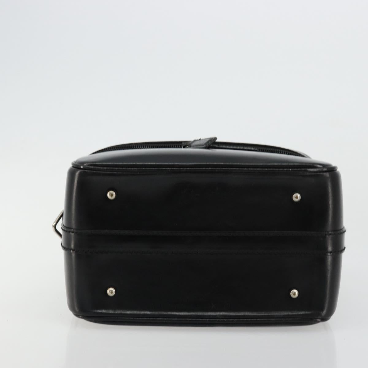 GUCCI Bamboo Vanity Hand Bag Leather Black Silver Auth bs34733