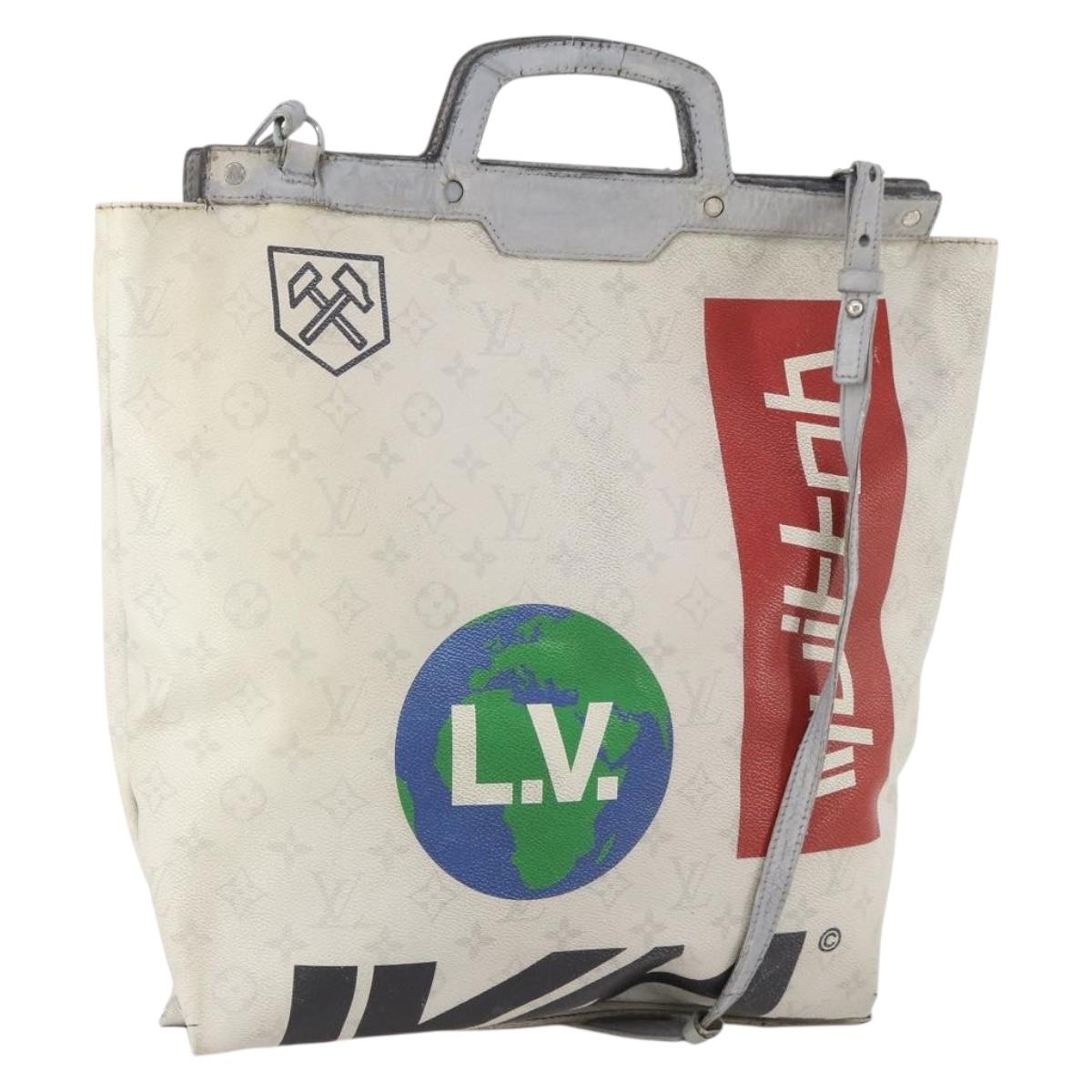 LOUIS VUITTON White Flat Vertical Toe Bag 2way Multicolor M44627 LV Auth bs34737