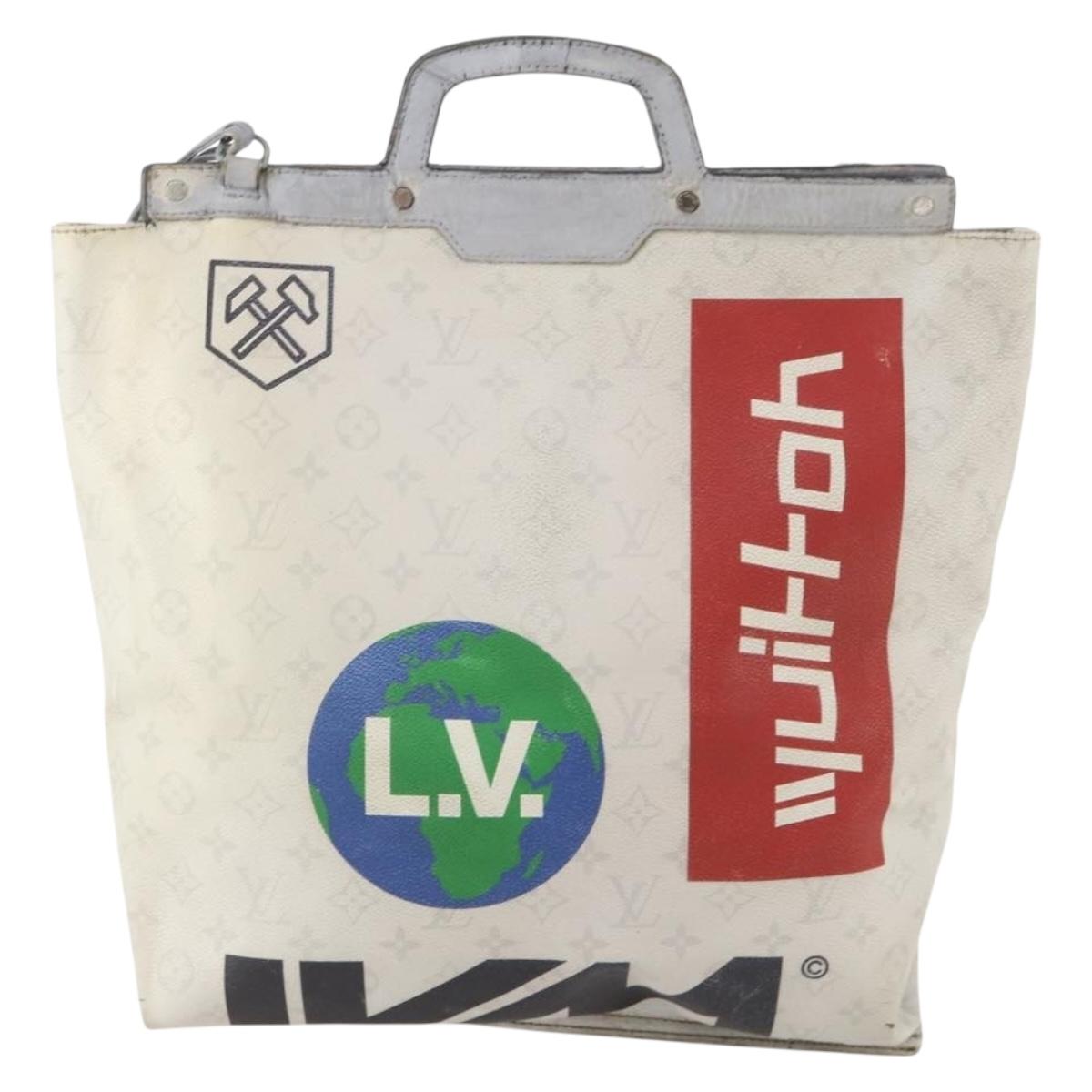 LOUIS VUITTON White Flat Vertical Toe Bag 2way Multicolor M44627 LV Auth bs34737