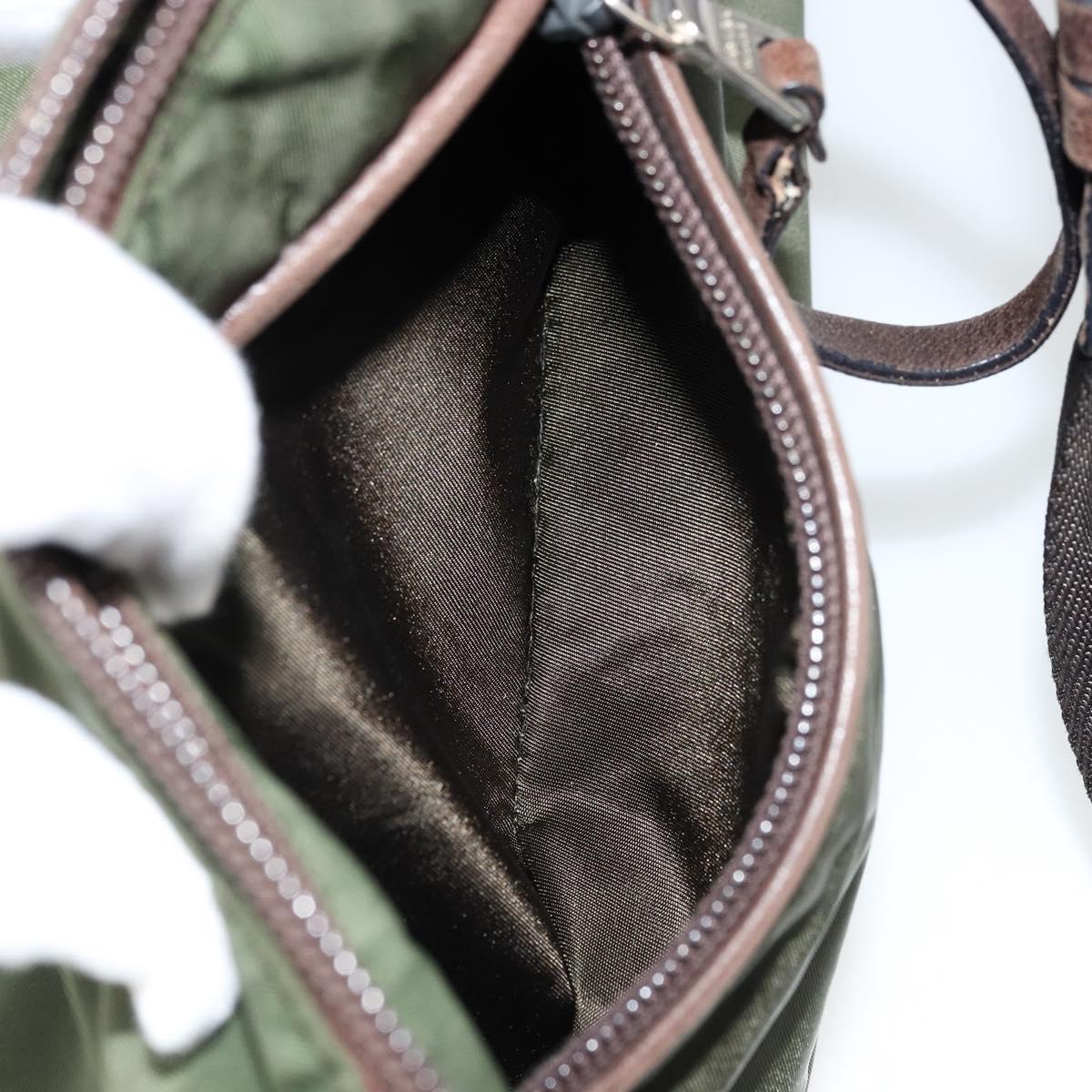 PRADA Shoulder Bag Nylon Khaki Silver Auth bs34740