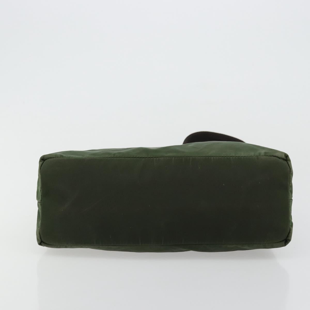 PRADA Shoulder Bag Nylon Khaki Silver Auth bs34740