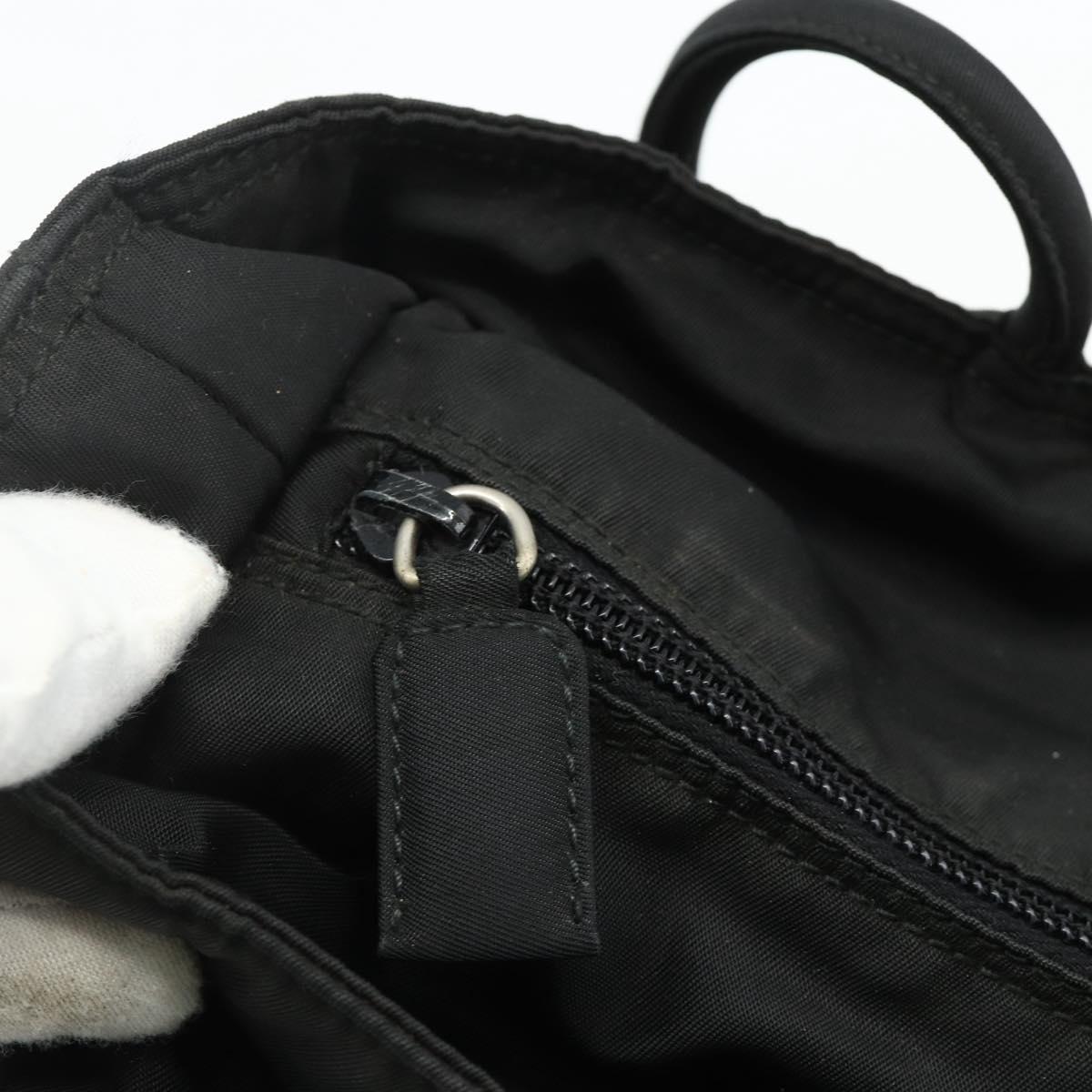 PRADA Tote Bag Nylon Black Silver Auth bs34741