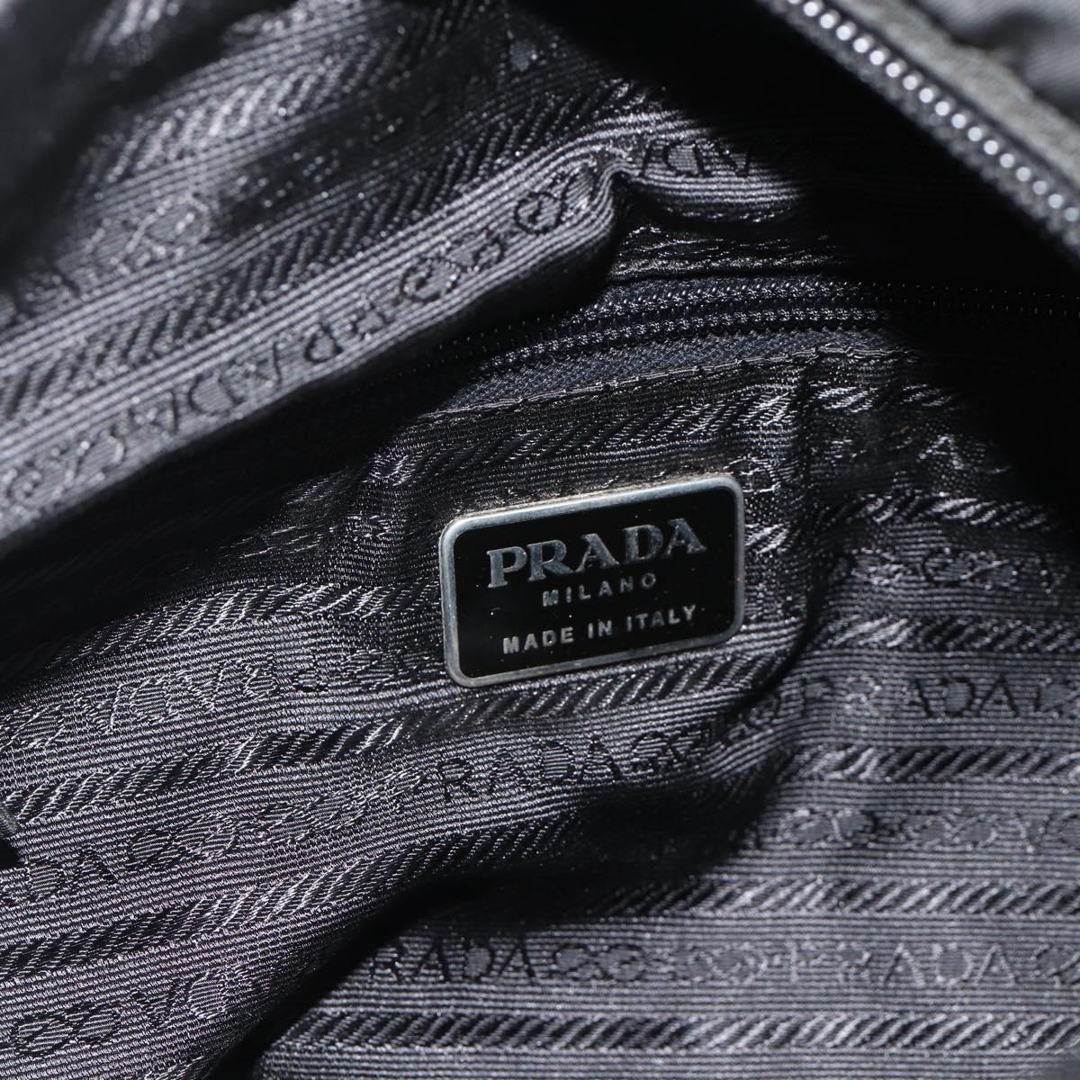 PRADA Tote Bag Nylon Black Silver Auth bs34741